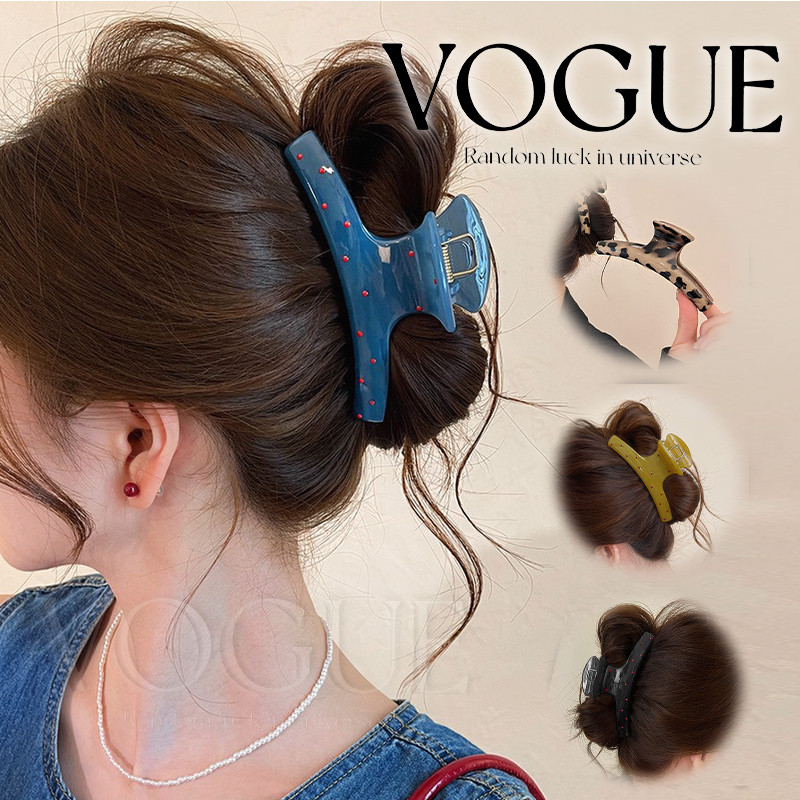 Vogue พร้อมส่ง กิ๊บติดผมรูปฉลามโค้ง ขนาดใหญ่สำหรับผู้หญิง ดีไซน์ลายจุดรุ่นใหม่ สไตล์สาวฮอต (TM-21)
