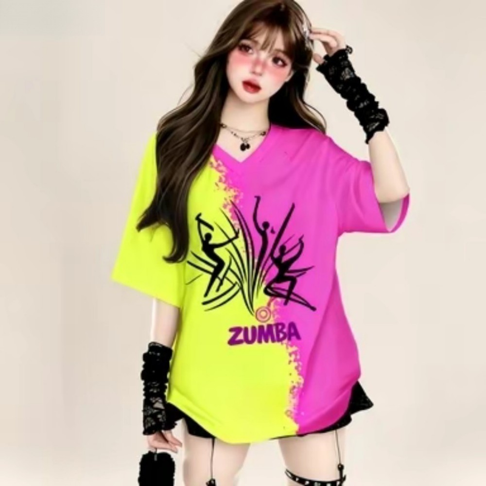 2026 Love Zumba เสื้อยืดคอวี Zumba Dance Top Full Sublimation Zumba Sweatshirt Breathabl