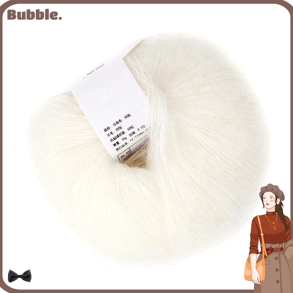 BUBBLE Mohair Yarn, Fuzzy Fur Long Wool Faux Mohair Yarn, Soft Thin Gauge Soft Texture Fluffy Yarn ส