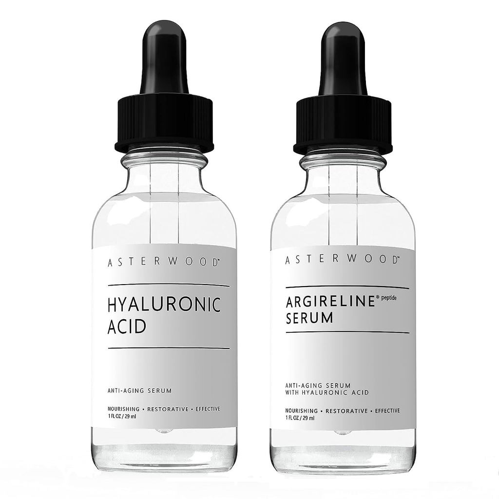 Asterwood Naturals Hyaluronic Acid Serum 1 ออนซ์ + Argireline Peptide Serum 1 ออนซ์ IOTA
