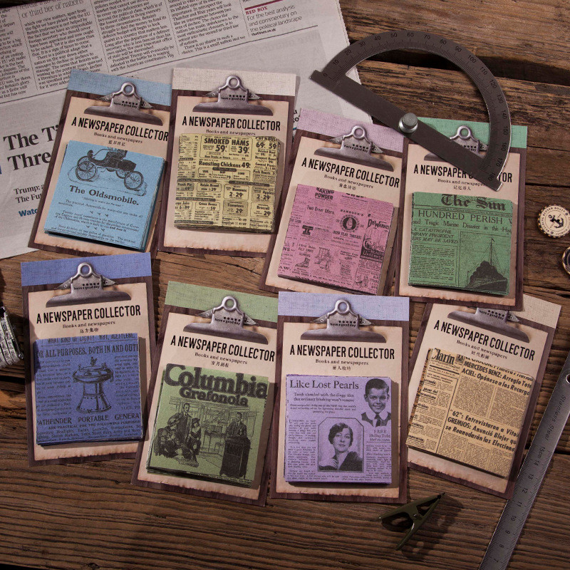 Junk journal Bi-Material Retro Book หนังสือพิมพ์วัสดุ Pack Distressed English หนังสือพิมพ์การเขียนสม
