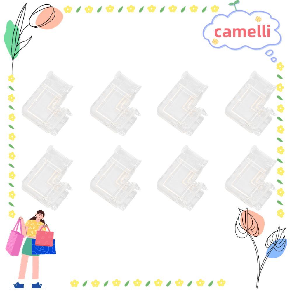 CAMELLI 8 ชิ้น LED Strip Light Connector, Solderless โปร่งใส COB Connector, ทนทาน COB 3Pin LED Conne