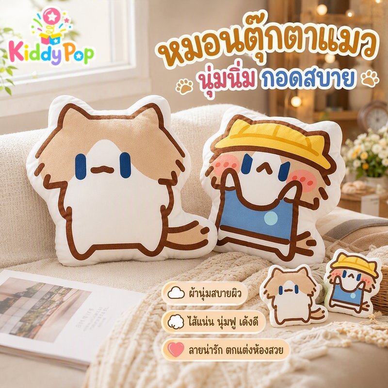 แมวตุ๊กตาหมอนนุ่มสั้นกองผ้าบริษัทบรรจุน่ารักการ์ตูนโซฟาตกแต่งนอนกอดของขวัญ