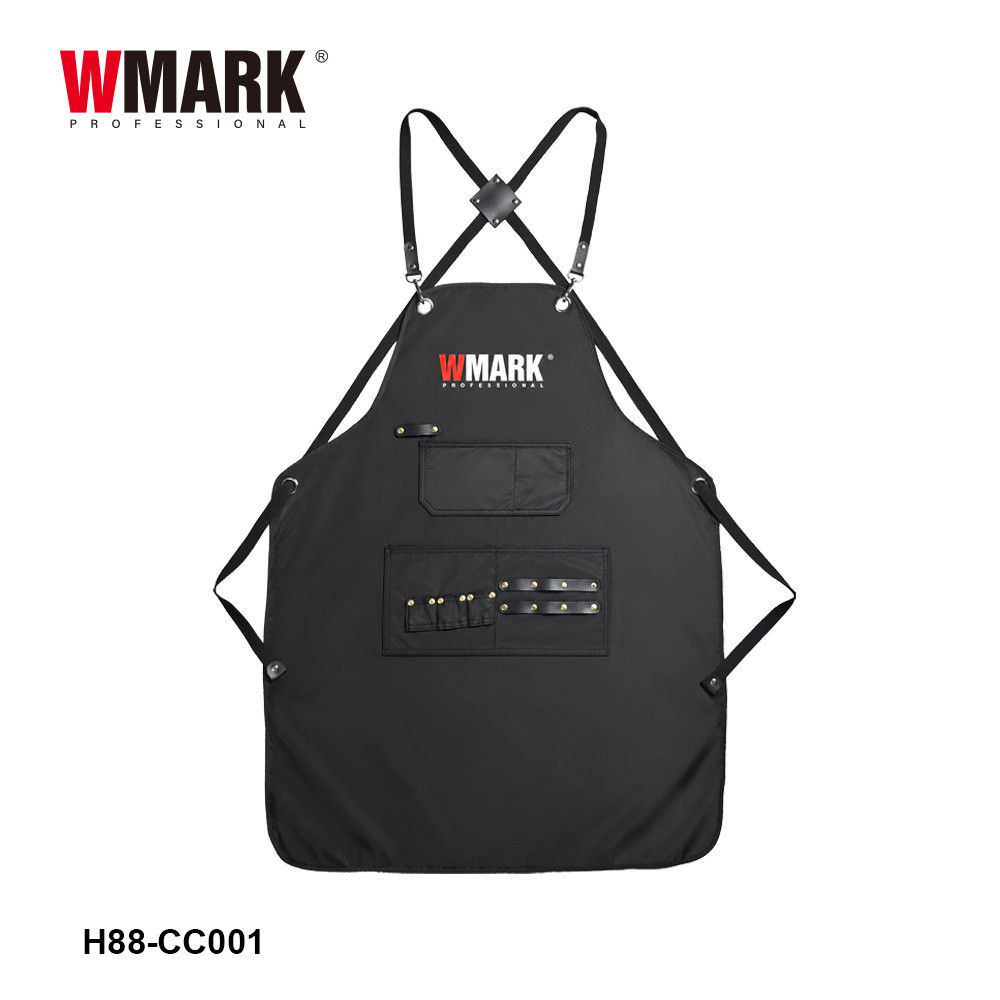 WMARK Salon Hairdressing Apron - พร้อมกระเป๋า + ช่องพิเศษสําหรับ Undergarment กรรไกรคลิป - สําหรับชุ