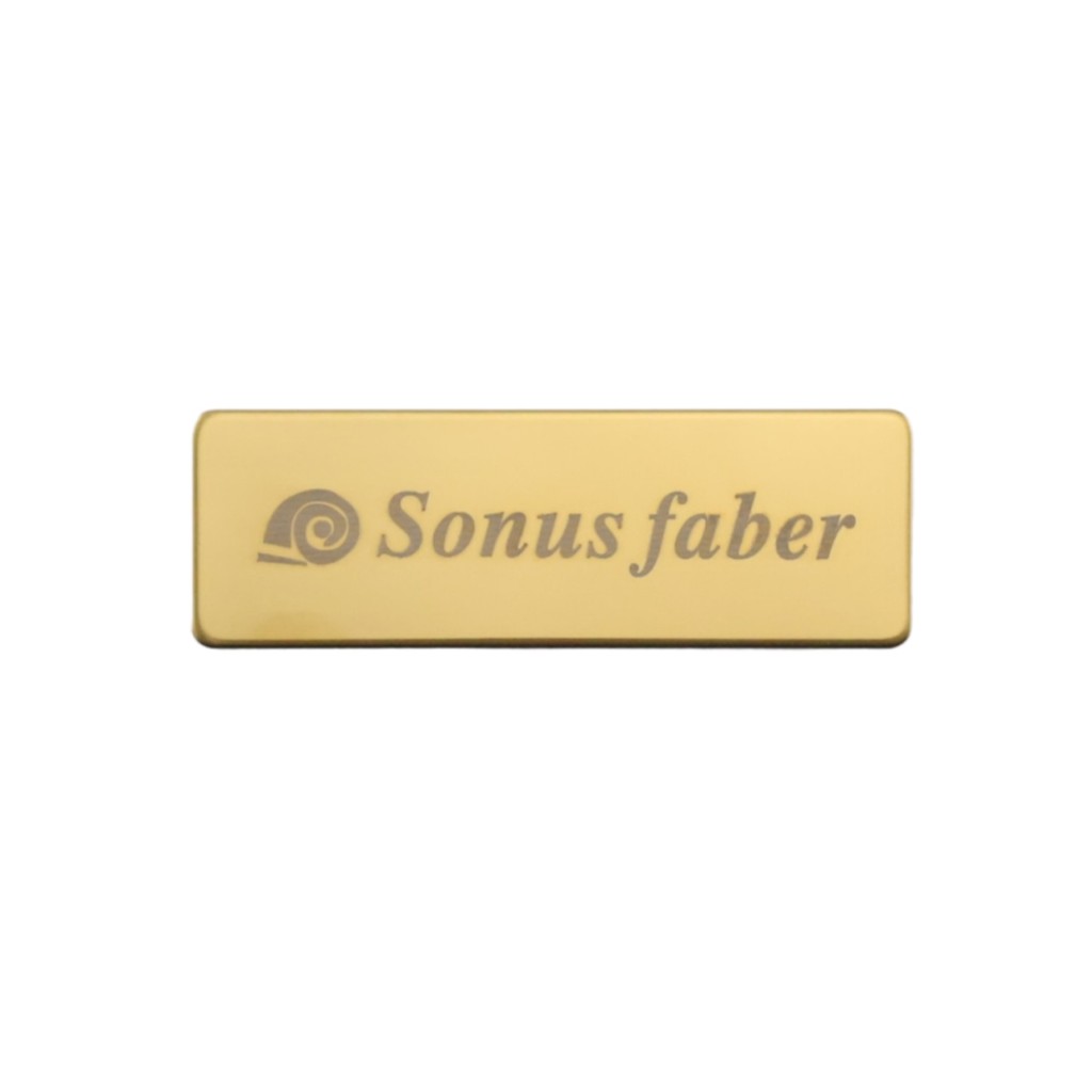 Sonus faber สแตนเลสปรับแต่งป้ายโลโก้ 60mm(2.36")X20mm(0.78") สีทอง