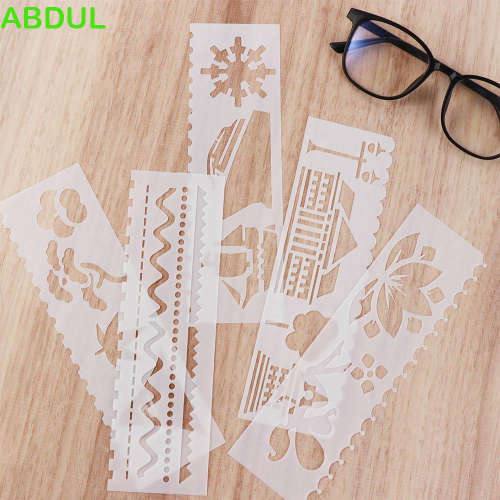 ABDUL ภาพวาดแม่แบบ Hollowed Creative ภาพวาดเครื่องมือมือวาด Scrapbooking อัลบั้มภาพ Letter Stencil