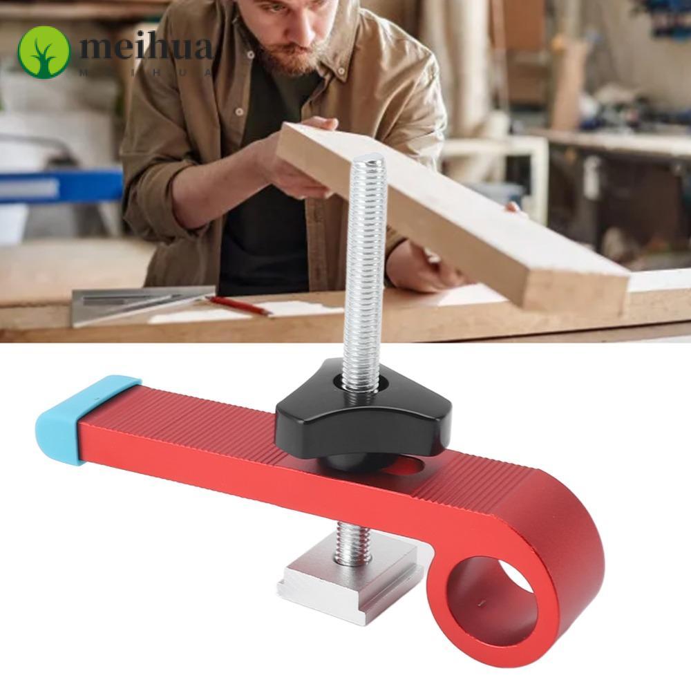 MEIHUA T Track Clamps Kit, อลูมิเนียม T Slots T Track Clamp, อุปกรณ์เสริมสีแดงปรับ T Track Hold Down