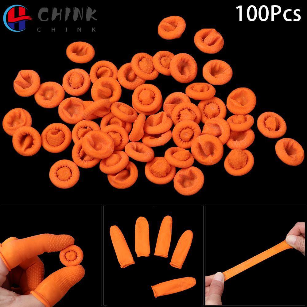 CHINK 100PCS ฝาครอบนิ้วอุปกรณ์ทําความสะอาดลื่นเล็บเครื่องมือถุงมือป้องกัน