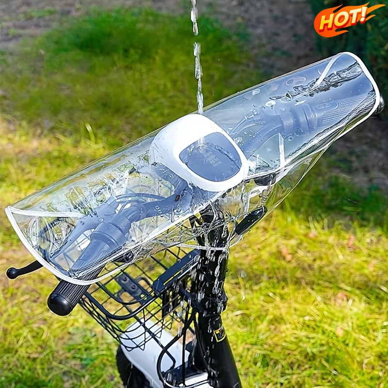 <LK>ฝาครอบกันฝน PVC E-Bike ยืดหยุ่น - ตัวป้องกันแฮนด์และแดชบอร์ดกันน้ําสําหรับสกู๊ตเตอร์ไฟฟ้าขนาดเล็