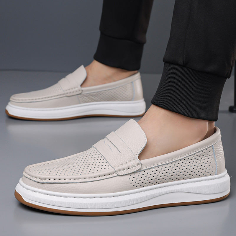 ผู้ชาย Perforated Synthetic Slip-On Breathable หนา-Sole Penny Loafer รองเท้า