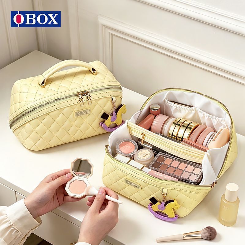 Obox กระเป๋าเครื่องสําอางลายรุ้ง ขนาดใหญ่ พกพาง่าย แบ่งช่อง กันน้ํา สําหรับเดินทางและจัดเก็บของใช้ส่