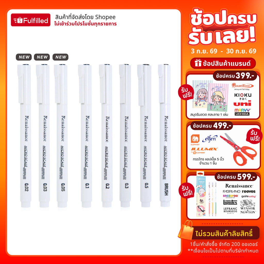 Renaissance ปากกาเขียนแบบ ปากกาตัดเส้น Micro Scale จำนวน 1 ด้าม