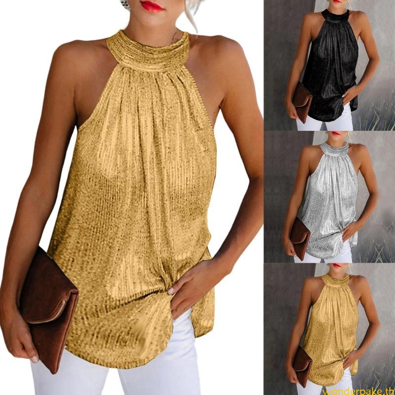 Wonder Y2K ผู้หญิง Halter Tank Tops แขนกุด Camisole Clubwear แฟชั่น Crop Tops