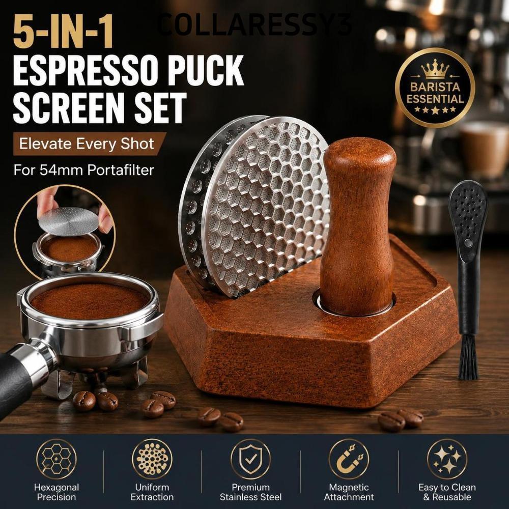 COLLARESSY3 Coffee Puck Screen Set, Magnetic Pickup Nylon Brush Espresso Puck Screen Kit, Reusable D