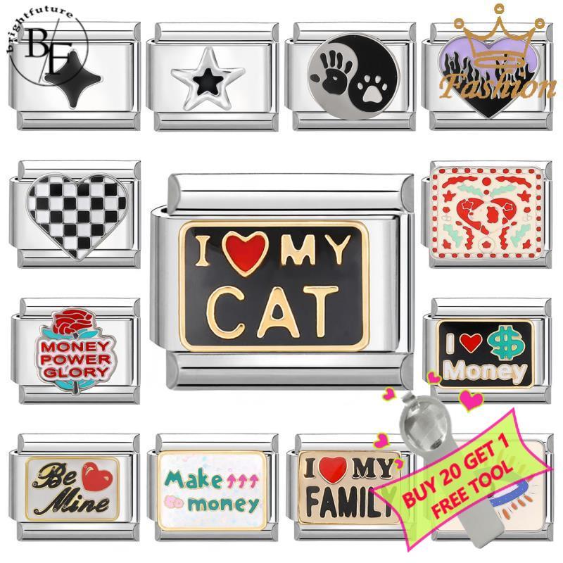 Cat Star สร้อยข้อมือ Charm อิตาเลี่ยน Fit 9 มม.สร้อยข้อมือสแตนเลสเครื่องประดับทําอุปกรณ์เสริม DIY Retro บุคลิกภาพโมดูลสร้อยข้อมือ