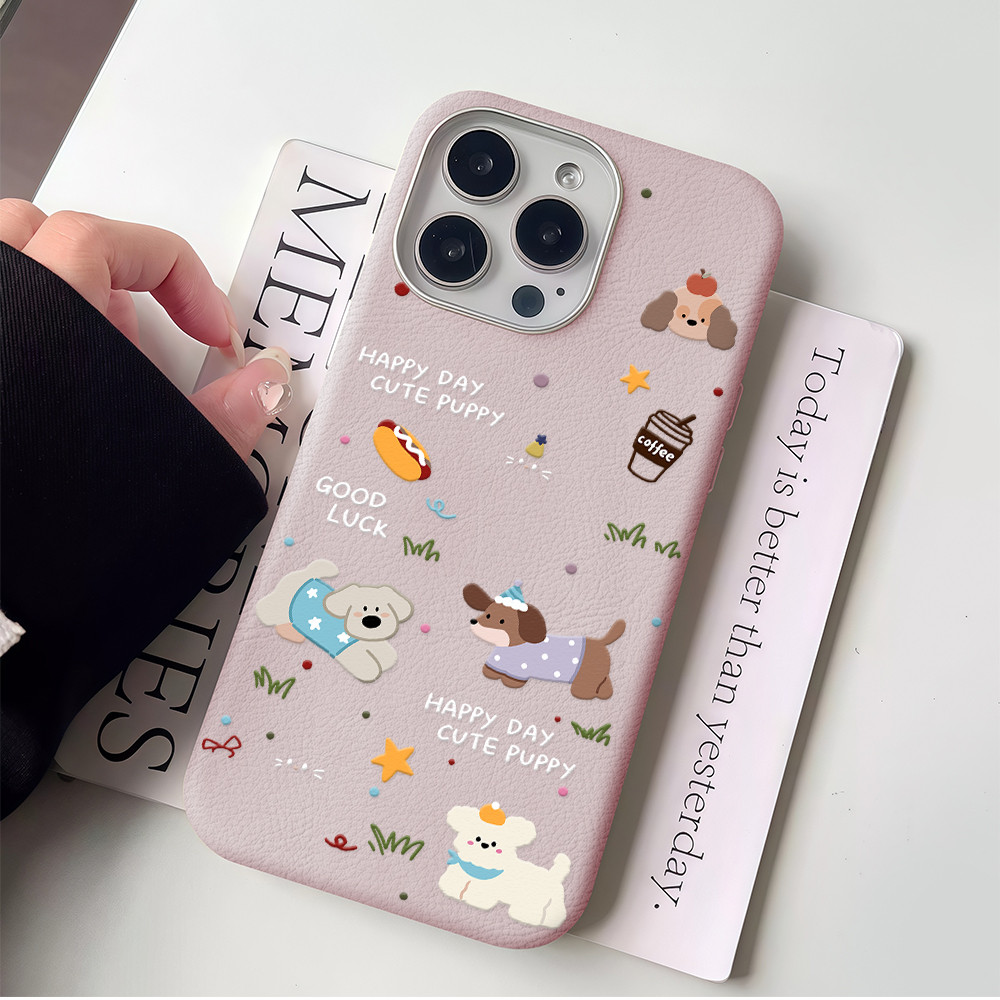 For เคส OPPO A38 A18 A3X A15 A15S A35 A16 A16S A17 A17K A52 A72 A92 A5 A9 A54 A54S A55 A55S A57 กันกระแทก หนัง หมาน่ารัก