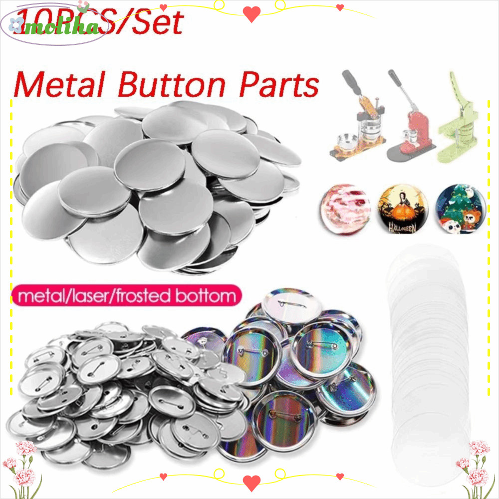 MOLIHA 10 ชิ้น Badge วัสดุ DIY, รอบโลหะ 44 มม./58 มม.ป้าย Maker อะไหล่,มือกด Pin Maker อุปกรณ์ Pin B