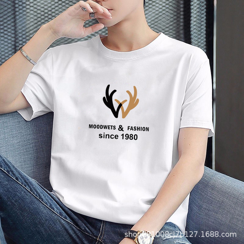 ผู้ชายแขนสั้นเสื้อยืดผู้ชายอินเทรนด์หลวมรอบคอชายพิมพ์ ที ฤดูร้อนสบายๆครึ่งแขนเสื้อยืดด้านบน BZD2