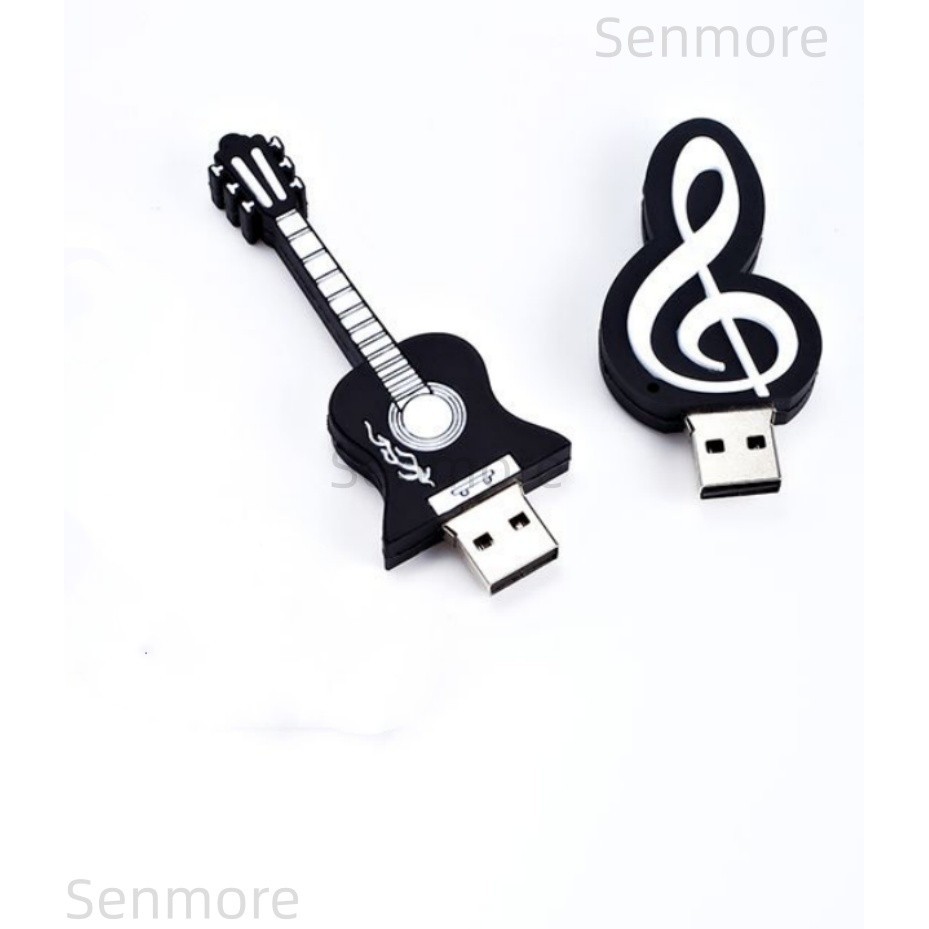 แฟลชไดรฟ์ USB 1TB 128GB แฟลชไดรฟ์ USB 64GB 32GB 16GB 8GB 4GB 2GB 1GB กีตาร์ซิลิโคนการ์ตูน USB แฟลชได