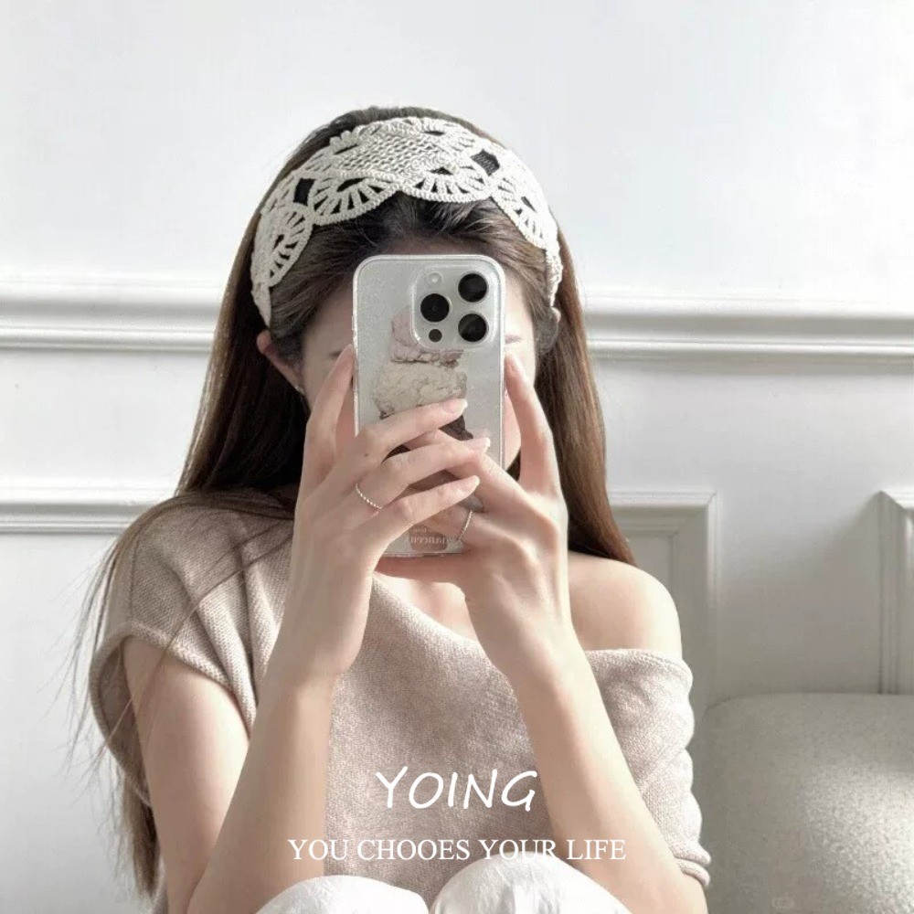 Yoing/สไตล์ใหม่สไตล์โบฮีเมียนการออกแบบเฉพาะลูกไม้ถักที่คาดผมปีกกว้างเครื่องประดับผม