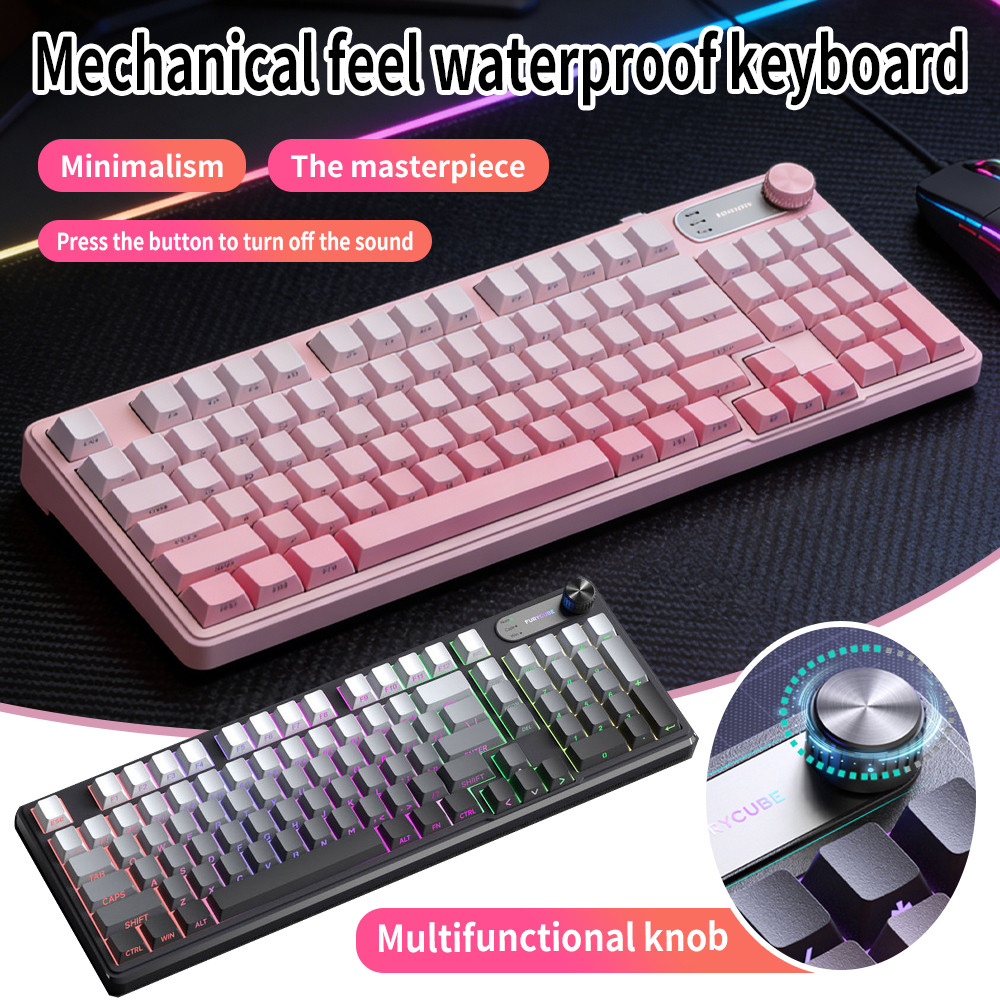 IP98 Mechanical Feel Membrane Keyboard Waterproof Gradient Keycaps คีย์บอร์ดเกมสําหรับแล็ปท็อปเดสก์ท