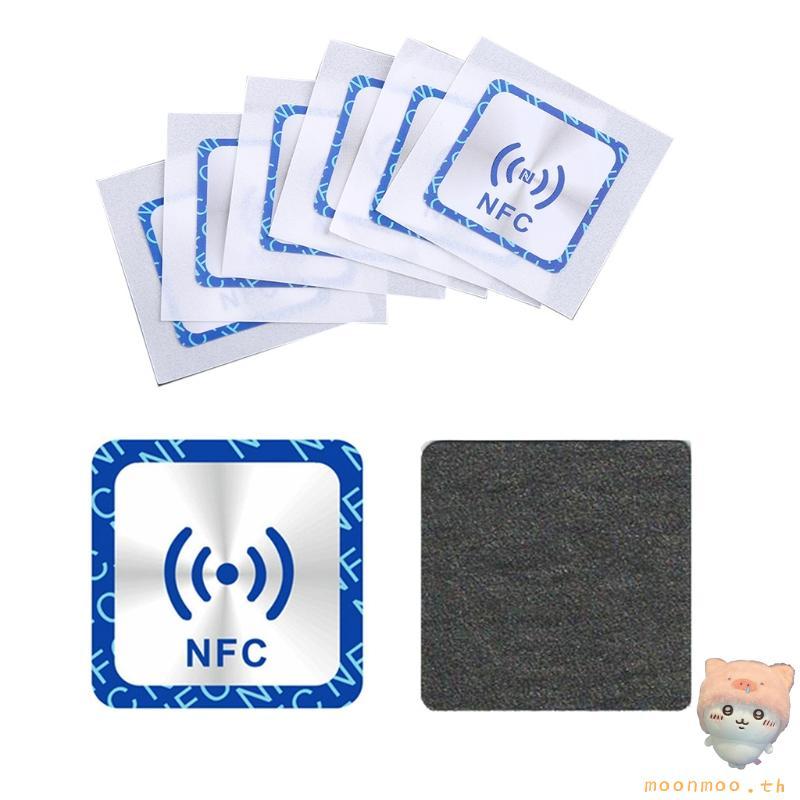 Moon 6PCS NFC Ntag213 แท็ก 25 มม.30 มม.ป้องกันโลหะ Ntag213 แท็กสติกเกอร์สําหรับโทรศัพท์สมาร์ท