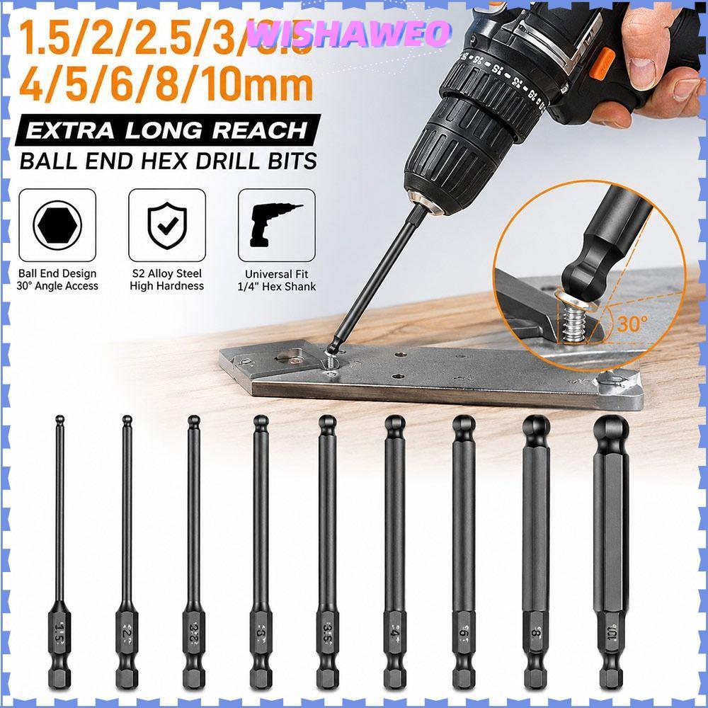 WISHAWEO Ball End Hex Bit, Single End ลด Shank Hex ไขควง Bit, Steel Ball End Wear Resistance Magneti