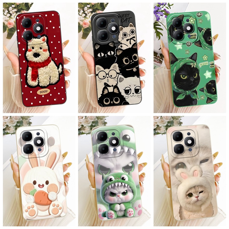 สําหรับ Itel A90 A6610L แมวน่ารักกระต่ายการ์ตูนเคสโทรศัพท์ ItelA90 เลนส์ป้องกันซิลิโคนอ่อนนุ่ม TPU ก