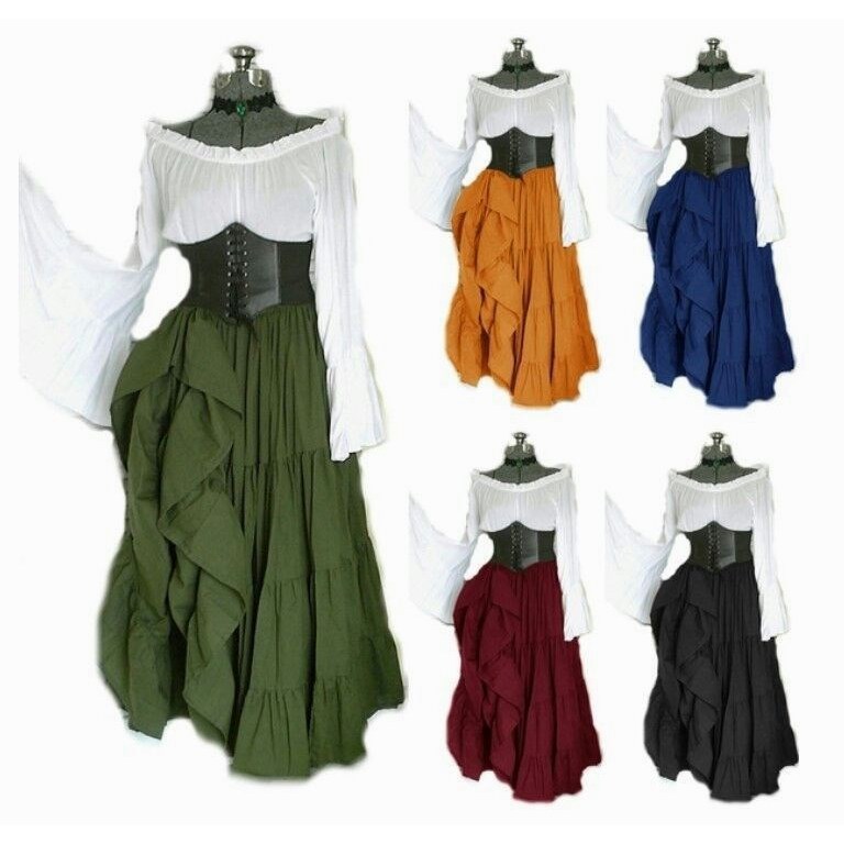 Party European American Long-Sleeved Dress ชุดสตรียุค Renaissance