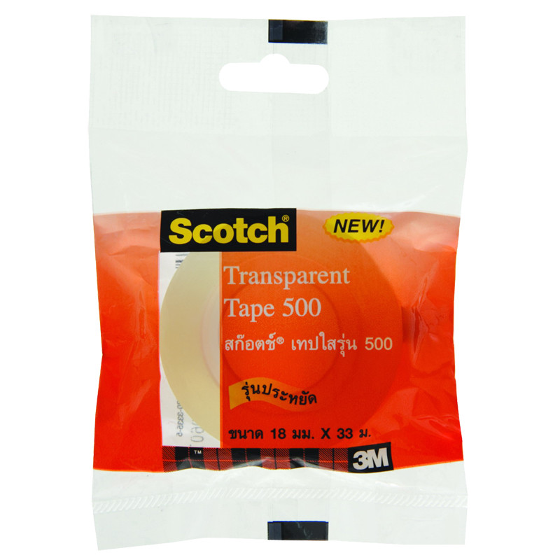 SCOTCH เทปใส 500 แกน 1 นิ้ว ขนาด 18 มม. x 33 เมตร