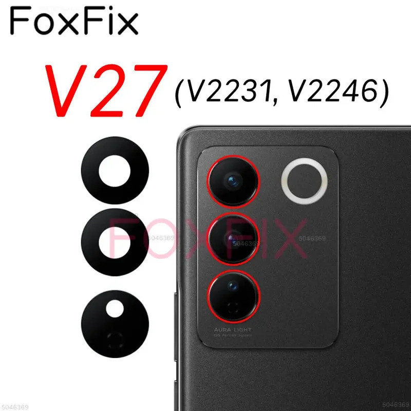 เลนส์กล้องด้านหลังสําหรับ vivo V27 Pro V27e เปลี่ยนด้วยสติกเกอร์กาว V2231 V2246 V2230 V2237