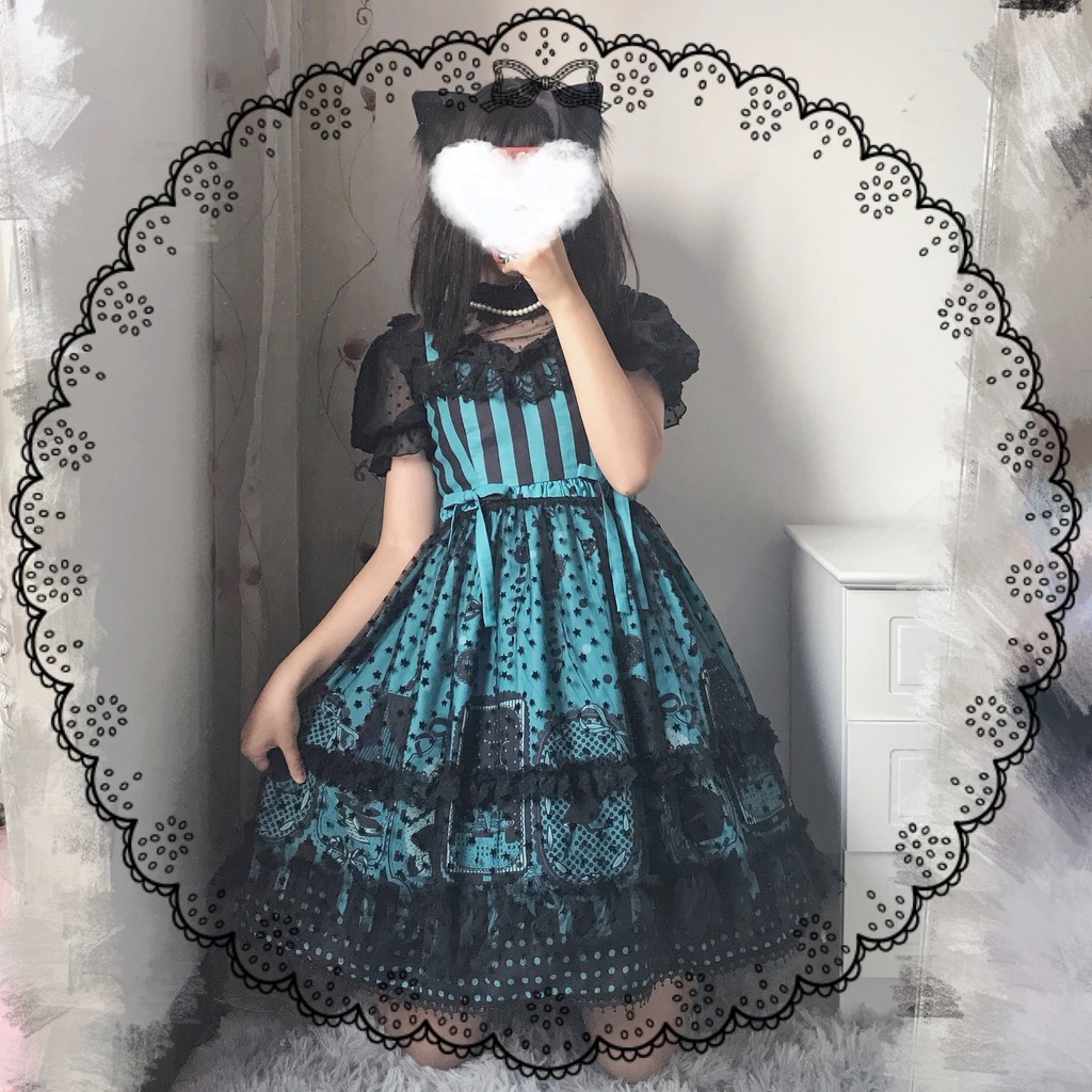 Star Fossson Original lolita Witch Cat Black Sweet Halloween lolita JSK Dress