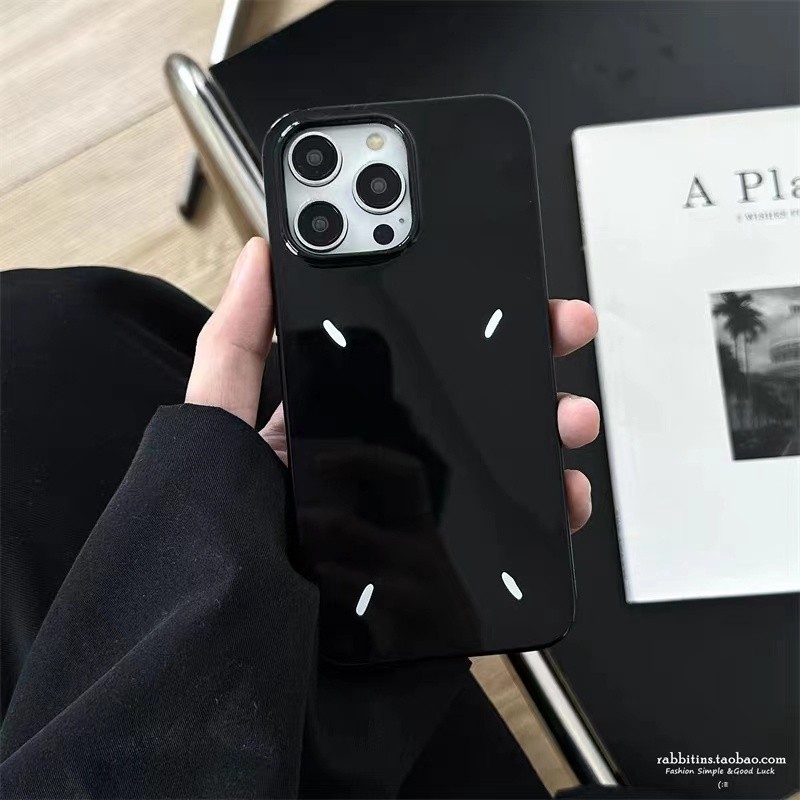 Ins สีดําGlossy Soft Case Anti-Fallเคสโทรศัพท์สําหรับiPhone 16 Promax 15 Promax 12 13 Mini 14plus 11 Pro Max X XS XR XS Max 7 8 plus Se2020
