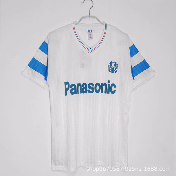 เสื้อบอลคอปก เสื้อบอล เสื้อยืด Marseille Retro แขนสั้น สีขาว แบบบ้านและเยือน ยุค 90s