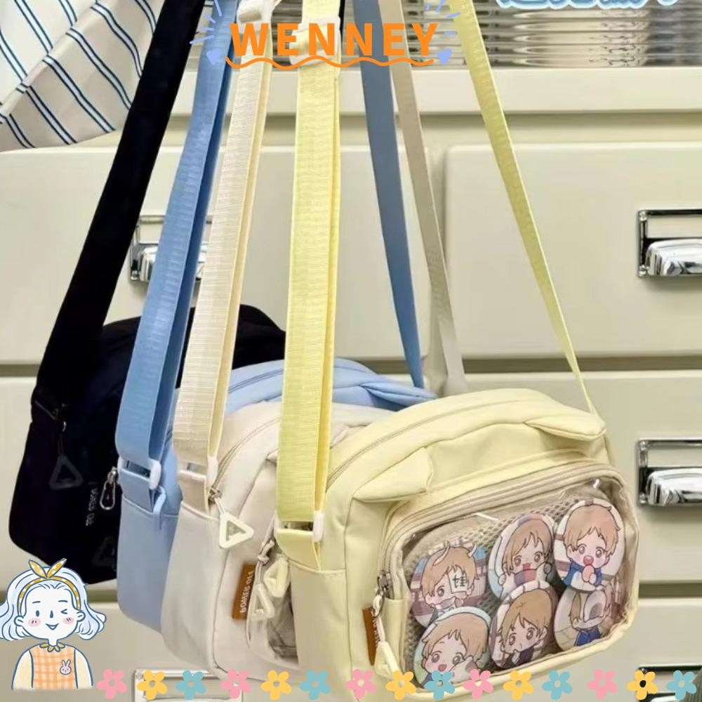 กระเป๋าโทรศัพท์มือถือ WEY Ita สไตล์การ์ตูนโปร่งใสและหูแมวสีทึบ สำหรับหญิง