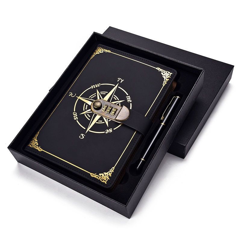 Daily Goodies#A5Password Book Retro Lock Notebook Creative Thickened Journal Student Notebook Statio