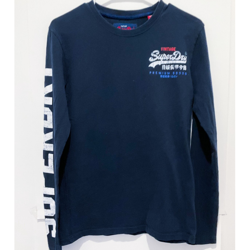 เสื้อยืดโลโก้แขนยาว Superdry Cotton 100% สีกรมท่า