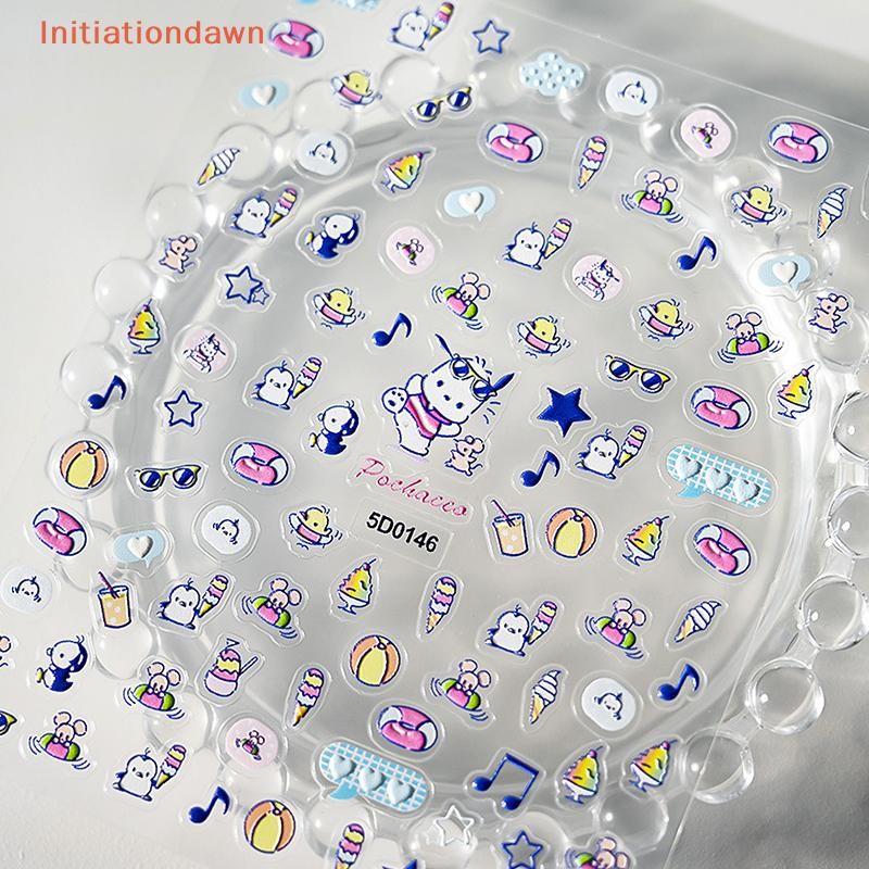 [Initiationdawn] 2D Pixel Style Mini Sanrios HelloKitty Nails Art Sticker Multi Expressions Cute Nai