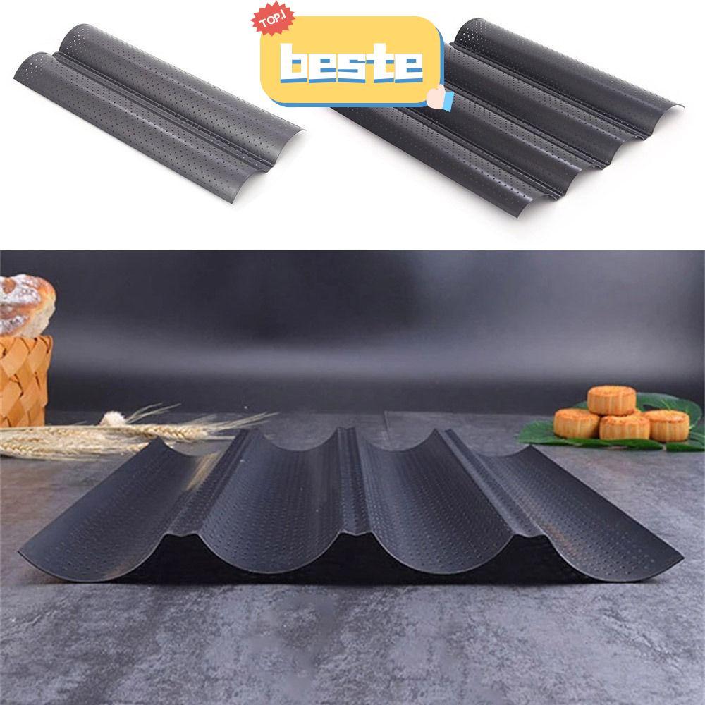 BESTE ถาดอบ Baguette, แม่พิมพ์ Baguette Waves, Bakeware French Bread Toast Baking Tool Baguette Pan