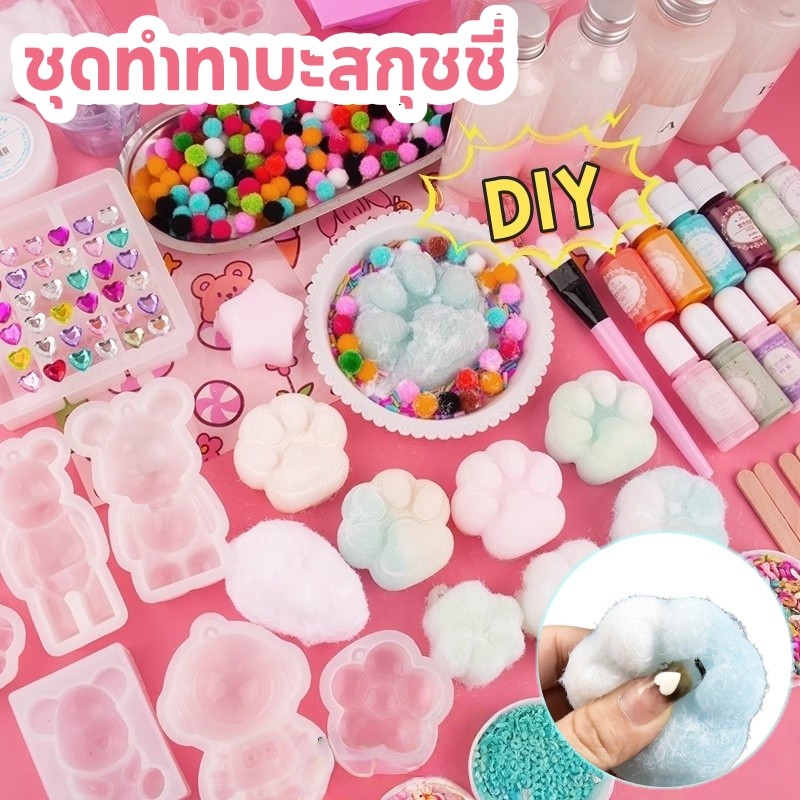COD🐾ชุดทำทาบะสกุชชี่ DIY แม่พิมพ์และอุปกรณ์เสริมทุกชนิด เซตทำสกุชชี่เยลลี่หนึบ เหนียว รูปทรงเล็บแมว