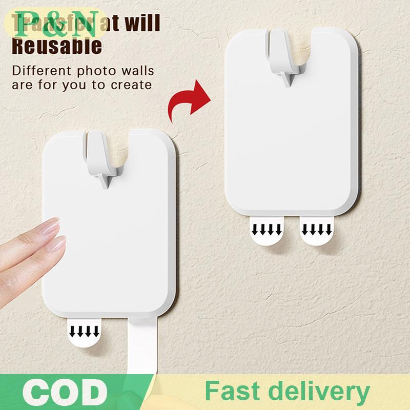 [P&N] 1/2/10 ชิ้นกรอบรูปตะขอ Punch-ฟรี Self-Adhesive ตะขอติดผนังกาวที่แข็งแกร่งไม่มีรอยต่อแขวนผนัง O