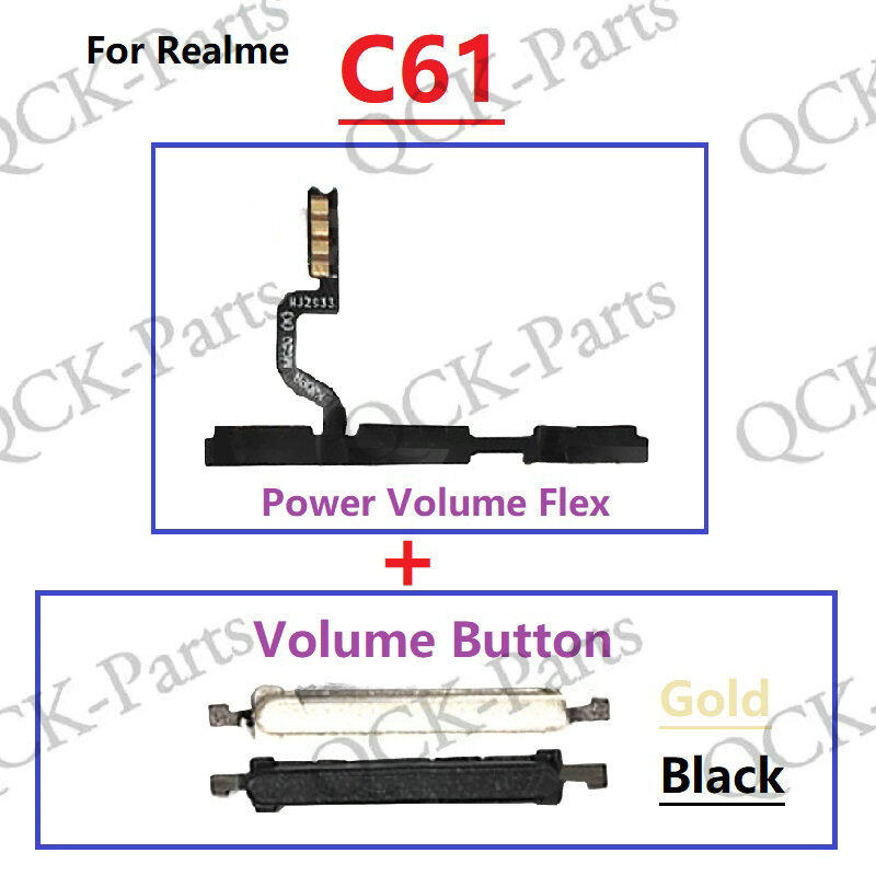 สําหรับRealme C61 RMX3939, RMX3930 ปริมาณไฟด้านข้างปุ่มFlex Cableคีย์อะไหล่