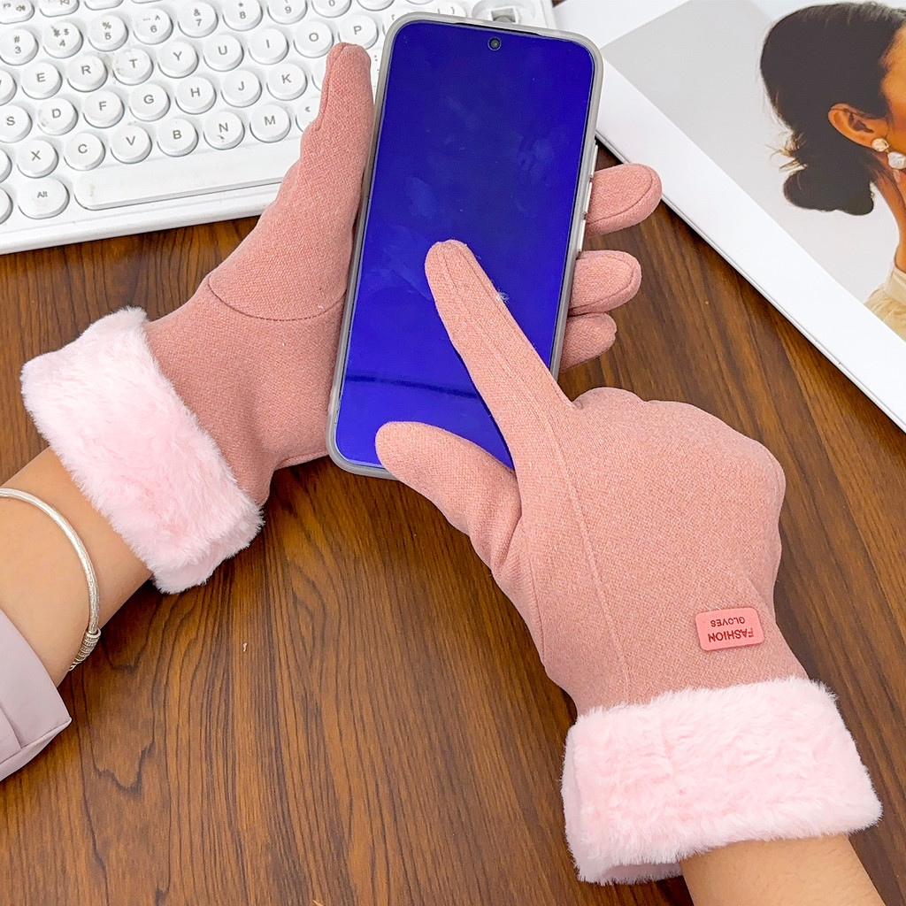 ถุงมือขี่อุ่นด้วยซับขนสัตว์ ทำจากวัสดุโพลีเอสเตอร์ทนทาน สไตล์สำหรับขี่จักรยานกลางแจ้งป้องกันอากาศหนาว - รูปที่ 4