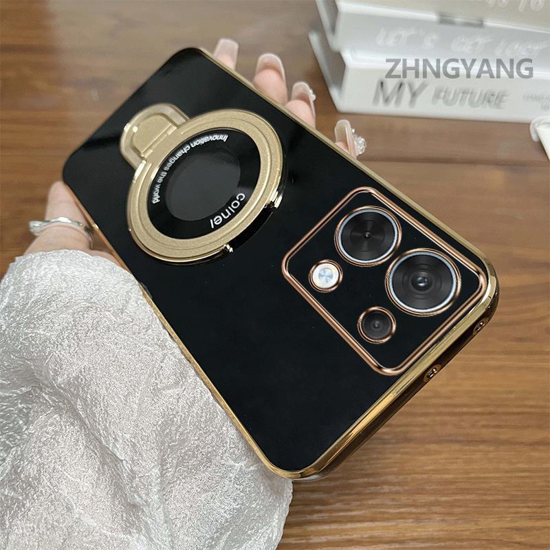 TTCVเคสโทรศัพท์OPPO Reno 13 5G Reno 13 Pro 5Gเคสโทรศัพท์กล้องป้องกันกรณีนุ่มป้องกันกรณีรถชุบแม่เหล็กวงเล็บฝาครอบ