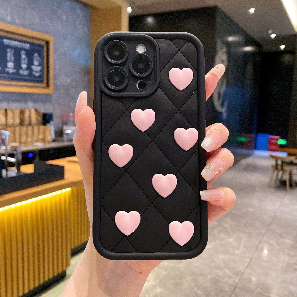 เข้ากันได้สำหรับ Reno 15F 14F 13F OPPO A6X A6T A6C A5i A5X A3X A60 A79 A58 A38 A18 A78 A17 A98 A96 A76 A16 A95 A74 A54 A15S A53 A93 A52 A92 A31 กรณีโทรศัพท์ความรัก 3 มิติ กันกระแทก Soft-shell