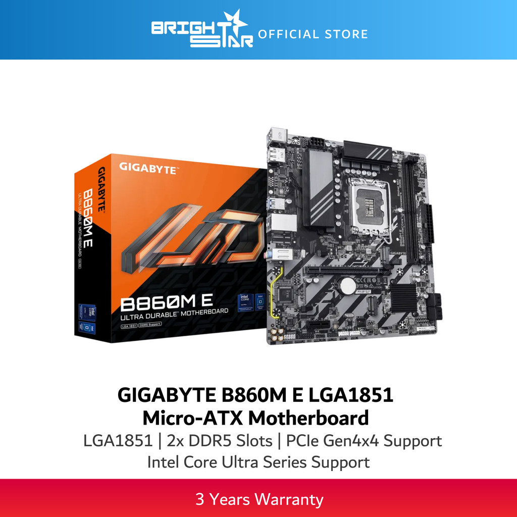 เมนบอร์ด GIGABYTE B860M E LGA1851 ไมโครเอทีเอ็กซ์