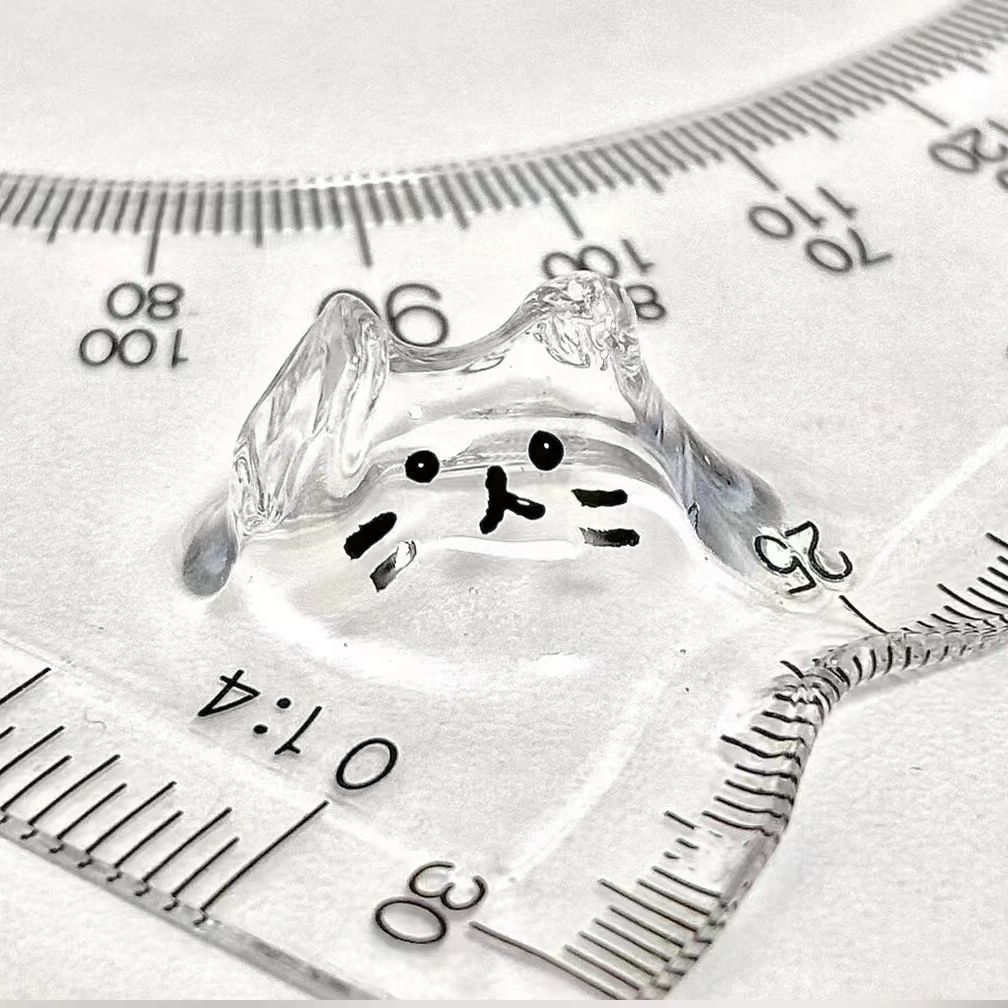 直尺量角器三角尺四件套文具可爱猫表情成品Ruler protractor triangle ruler four-piece set stationery cute xianfeixiong6.my2