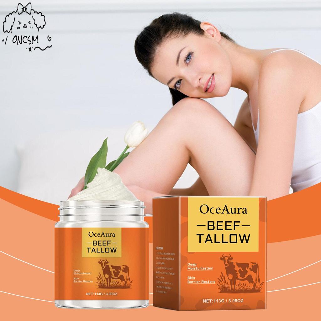 Beef Tallow Cream Moisturizer สําหรับผิวหน้าและผิวกาย - Non-Greasy Honey Balm Skin Care 113g