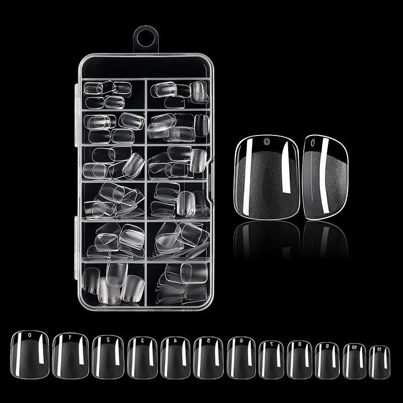 แพทช์เพ้นท์เล็บ โปร่งใส ไร้รอยขีดข่วน สั้น 美甲贴片 无磨明免刻短款透方形散甲美120片ZJ1020