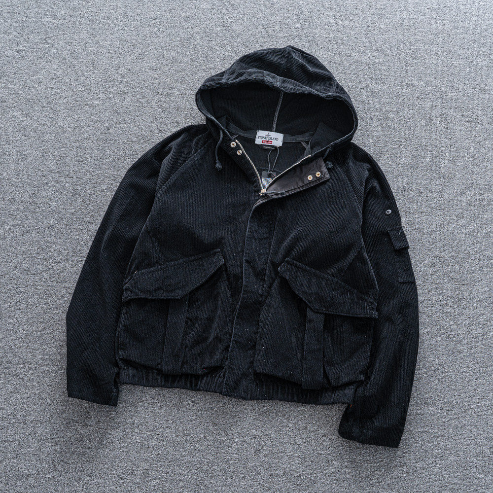 AA6 Denim Material Straight Draw Hooded Jacket 1987 Stone Five